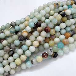 Flower Amazonite Натуральный цветок амазонитовые бусины пряди, круглые, 8 мм, отверстие : 1 мм, около 47 шт / нитка, 15.5 дюйм (39.5 см)