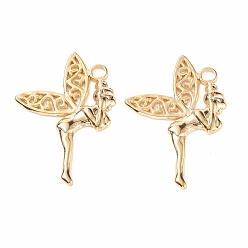 Golden 304 Edelstahl Anhänger, , Fee, golden, 32x22x2 mm, Bohrung: 2.6 mm