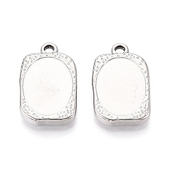 Нержавеющая Сталь Цвет 304 Настройки кабошон из нержавеющей стали кулон, прямоугольные, цвет нержавеющей стали, лоток : 17x12.5 мм, 23~23.5x14.5x3 мм, отверстие : 2 мм