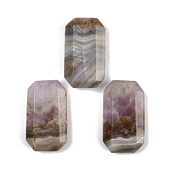 Натуральный Агат Подвески из натурального аметиста и кружевного агата, граненые прямоугольные подвески, 34~35.5x19~20.5x7~8 мм, отверстие : 1.6 мм
