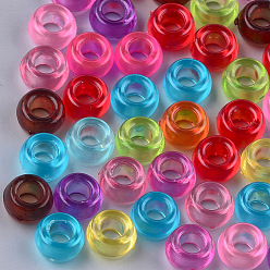 Mixed Color Transparent Acrylic Beads, Large Hole Beads, Rondelle, Mixed Color, 9.5x5.5mm, Hole: 4mm, about 1600pcs/500g