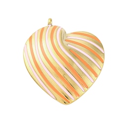Pink 304 подвески из нержавеющей стали, с эмалью, полосатый сердечный брелок, золотые, розовые, 28x24x4.5 мм, отверстие : 2 мм