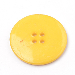 Mixed Color 4-Hole Acrylic Buttons, Flat Round, Mixed Color, 38x4mm, Hole: 3mm