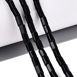 Obsidian Natural Obsidian Beads Strands, Hexagonal Prism, 5~7.5x3.5~4.5mm, Hole: 0.6~0.8mm, about 57~64pcs/strand, 14.76~15.55 inch(37.5~39.5cm)