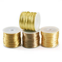 Or 4 rouleaux 4 couleurs cordons en nylon satin queue de rat, fils de perles pour la fabrication de bracelets et de bijoux, nœud chinois, macramé, or, 2mm, environ 10.93 yards (10m)/rouleau, 1 rouleau / couleur