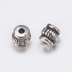 Antique Silver Tibetan Style Alloy Beads, Cadmium Free & Lead Free, Barrel, Antique Silver, 5x5x5mm, Hole: 1.5mm