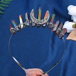 Черный Обручи для волос из кварцевого кристалла с гальваническим покрытием, аксессуары для волос для женщин и девочек, чёрные, 180x150x30 мм