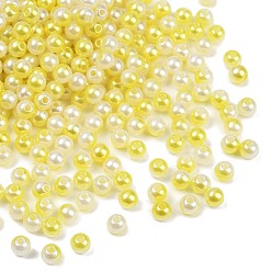 Желтый Абс имитация жемчужные бусины, круглые, два тона, желтые, 6 мм, отверстие : 1.8 мм, Около 5000 шт / 500 г