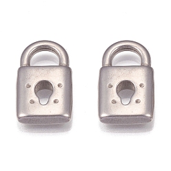 Нержавеющая Сталь Цвет Устойчивый к потускнению 304 подвеска из нержавеющей стали, замок навесной, цвет нержавеющей стали, 20x12x3.5 мм, отверстие : 5x6 мм