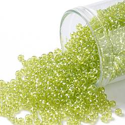 (105) Transparent Luster Lemon-Lime TOHO Round Seed Beads, Japanese Seed Beads, (105) Transparent Luster Lemon-Lime, 11/0, 2.2mm, Hole: 0.8mm, about 1110pcs/bottle, 10g/bottle