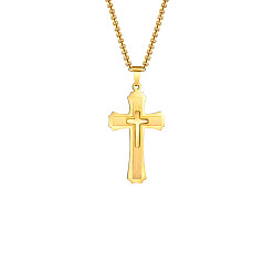 Золотой Из нержавеющей стали большие кулоны, крест прелести, золотые, 54x30 мм