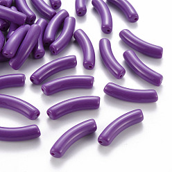 Dark Violet Opaque Acrylic Beads, Curved Tube, Dark Violet, 32x9.5x8mm, Hole: 1.8mm, about 330pcs/500g