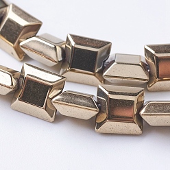 Antique Bronze Plated PVD Vacuum Plating Electroplate Non-magnetic Synthetic Hematite Beads Strands, Grade A, Faceted, Square, Antique Bronze Plated, 6x6x3mm, Hole: 1mm, about 80pcs/strand, 15.7 inch(40cm)