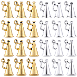 Античный Серебрянный & Античный Золотой 60 шт 2 цвета подвески из сплава в тибетском стиле, трубные чары, с 1шт. стеклянными бисерными бусинами в картонных коробках, старинное серебро и античный золотой, 15x12x9 мм, отверстие : 1.6 мм