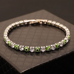 Желто-Зеленый Теннисные браслеты от сглаза для женщин из латуни, прозрачных кубических цирконий и смолы, платина, желто-зеленый, 6-3/4 дюйм (17 см)