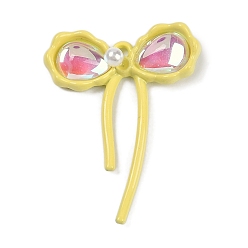 Шампанско-Желтый Подвески из золотистого сплава, с пластиковой жемчужины, бантом, шампанское желтый, 29.5x22.5x5 мм, отверстие : 1.5 мм