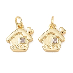 Настоящее золото 18K Латунные микро проложить кубического циркония подвески, прелести дома, без кадмия и без свинца, стойки покрытие, долговечный, с целью перехода в кольце, реальный 18 k позолоченный, 12x11x2.5 мм, отверстие : 3.4 мм