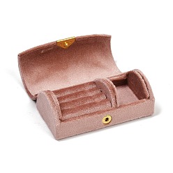 Pink Арочные бархатные коробки для хранения ювелирных изделий, дорожный портативный футляр для ювелирных изделий, для ожерелья, Кольца, серьги и подвески, розовые, 10.2x5.5x3.45 см