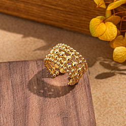 Золотой Многослойные полые круглые регулируемые латунные манжеты для женщин, золотые, 10x20 мм, внутренний диаметр: регулируемый