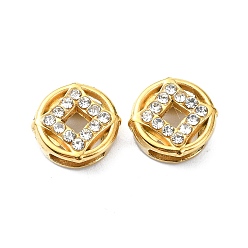 Rhombus Ионное покрытие (ip) 304 подвески из нержавеющей стали, со стразами, реальный 18 k позолоченный, ромб, 10.5x5 мм, отверстие : 2.2x6.5 мм