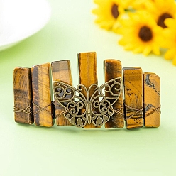 Tiger Eye Natural Indian Agate Hair Barrettes, Butterfly, 20x80mm