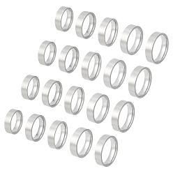 Color de Acero Inoxidable 20 piezas 5 estilos 304 anillos de acero inoxidable para hombre, color acero inoxidable, tamaño de EE. UU. 7~11 (17.3~20.6 mm), 4 piezas / estilo