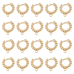 Настоящее золото 18K 20 шт. латунные серьги-кольца, с задней защелкой, кольцо, реальный 18 k позолоченный, 13.5x12x2.5 мм, отверстие : 1.2 мм, штифты : 0.7 мм