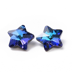 Dodger Blue Electroplate Glass Charms, Faceted, Star, Dodger Blue, 13x13.5x7mm, Hole: 1.2mm