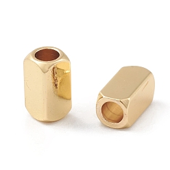 Chapado en Oro Real 18K Acumular cuentas de latón chapado, sin plomo y cadmio, larga duración plateado, cuboides, real 18 k chapado en oro, 6x3x3 mm, agujero: 2 mm