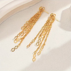 Infinity Серьги-гвоздики с кисточками из латуни, реальный 18 k позолоченный, цепочка-оберег, бесконечность