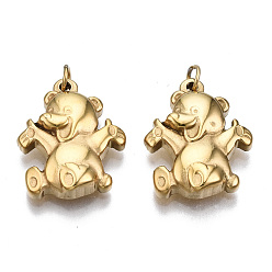 Echt 14 k vergoldet 304 Edelstahl Anhänger, mit Ringe springen, Bär, echt 14 k vergoldet, 17.5x14x3.5 mm, Sprungring: 3.8x0.6 mm, 2.6 mm Innen Durchmesser
