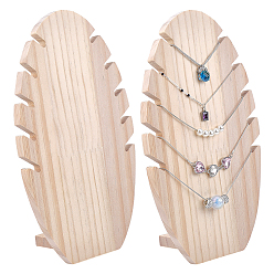 PapayaWhip Wood Necklaces Organizer Display Holder, Leaf Shape, PapayaWhip, 8x15.1x25.5cm