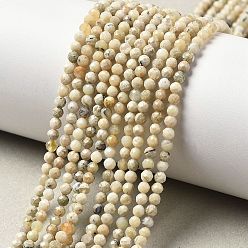 Желтый Опал Природные желтые опал бусины пряди, граненые, круглые, 3 мм, отверстие : 0.5 мм, около 39 шт / нитка, 14.96"~15.35" (38~39 см)