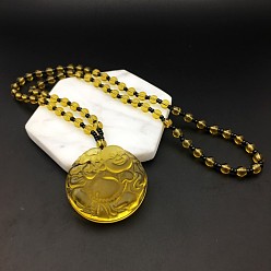 Желтый Стекло ожерелья шкентеля, религиозные темы, желтые, 25.20 дюйм (64 см)