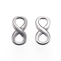 Нержавеющая Сталь Цвет Устойчивы к потускнению 304 соединители из нержавеющей стали, бесконечность, цвет нержавеющей стали, 15x7.5x2 мм, отверстие : 4x4.5 мм