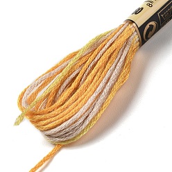 Light Khaki 10 Skeins 6-Ply Polyester Embroidery Floss, Cross Stitch Threads, Segment Dyed, Light Khaki, 0.5mm, about 8.75 Yards(8m)/skein