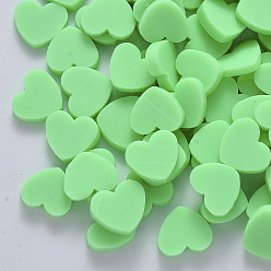 Medium Spring Green Handmade Polymer Clay Cabochons, Polymer Clay Slices for Resin Crafts & DIY Projects, Heart, Medium Spring Green, 7~8x8~9x1~4.5mm, about 6000pcs/1000g.