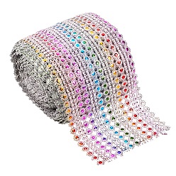Colorful 16 Rows Plastic Diamond Mesh Wrap Roll Rhinestone Ribbon Wedding Decoration, Colorful, 11.5cm
