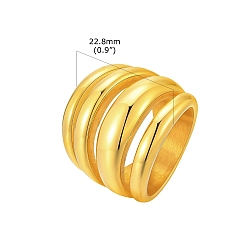Настоящее золото 18K Многослойные кольца на палец из нержавеющей стали, широкое кольцо для женщин, реальный 18 k позолоченный, размер США 7 (17.3 мм)