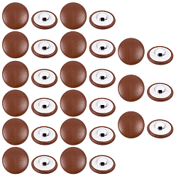 Седло Коричневый 30шт. 1отверстия из искусственной кожи, алюминиевые кнопки, плоско-круглые, седло коричневый, 23 мм, отверстие : 3 мм