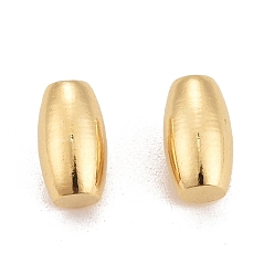 Real 24K Gold Plated Rack Plating Eco-friendly Brass Beads, Half-hole, Lead Free & Cadmium Free, Long-Lasting Plated, Barrel, Real 24K Gold Plated, 7.5x4mm, Hole: 2mm