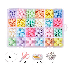Mixed Color DIY Jewelry Making Kits For Children, Acrylic Beads, Lobster Claw Clasps, Crystal Thread, Jump Ring, Ear Nuts/Earring Backs, Scissor, Bead Tips, Rabbit Pendant and Stainless Steel Hair Bands, Mixed Color, 18.5x12.5x2.2cm, about 500pcs/box