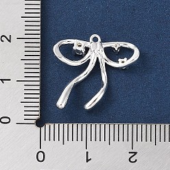 925 Sterling Silver Plated Brass Micro Pave Clear Cubic Zirconia Pendants, Bowknot, 925 Sterling Silver Plated, 20.5x18.5x2mm, Hole: 1mm