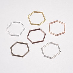 (52) Непрозрачная лаванда Соединительные колечки из сплава, шестиугольник, разноцветные, 18x20x1 мм