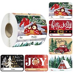 Candy Cane Рождественские тематические бумажные наклейки из мультфильмов, самоклеящиеся декоративные наклейки декали, прямоугольные, шоколадная конфета, 75x50 мм, 250шт / рулон