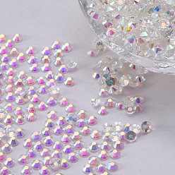 Crystal AB Glass Flat Back Rhinestone, Grade A, Back Plated, Faceted, Half Round, Crystal AB, 2.7~2.8mm, about 1440pcs/bag