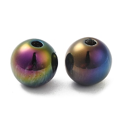 Colorful Iridescent Opaque Resin Beads, Candy Beads, Round, Colorful, 10x9.5mm, Hole: 1.8mm