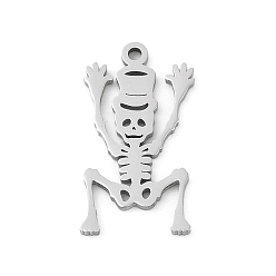 Нержавеющая Сталь Цвет 304 подвески из нержавеющей стали, скелет прелести, лазерная резка, анти-тускнение, цвет нержавеющей стали, 22.5x12.5x1.5 мм, отверстие : 1.5 мм