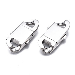 Stainless Steel Color Non-Tarnish 304 Stainless Steel Clasps, Oval, Stainless Steel Color, 32.5x17x5.5mm, Hole: 4.5x6mm