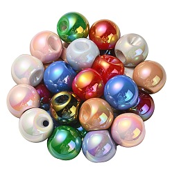 Mixed Color UV Plating Rainbow Iridescent Acrylic Beads, Round, Mixed Color, 18.5x19x19mm, Hole: 4mm